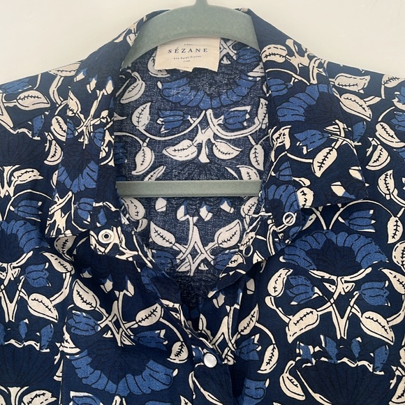 Sezane Blue Floral Button Down Shirt - Picture 5 of 11